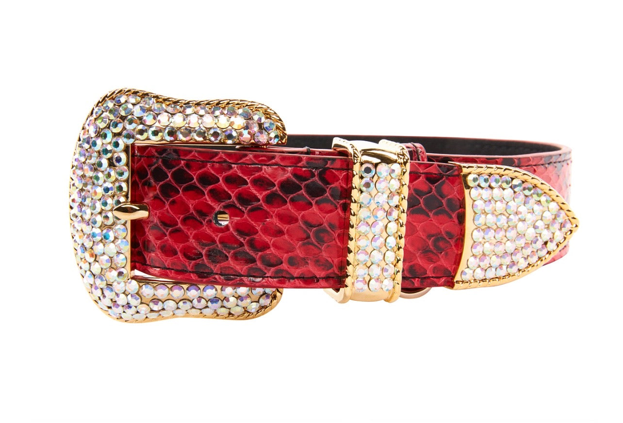Red and Black Snake Swarovski Crystal Collar