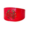 Red Orange Snake Wide Style Collar With Rhinestone Crab Accessory