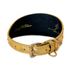 Glam Gold Embossed Studded Italian Leather 3” Wide Style Collar