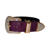 Glamorous Boysenberry, Embossed Studded Italian Leather, Swarovski Crystal Collar