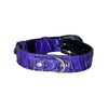 XS/S 7”-14”  Iridescent Purple/Silver Custom Snake Collar/Custom Silver Oval Italian Hardware & Swarovski Crystal Charm
