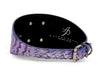 Multi-Color Purple Silver Iridescent Snake 3” Wide Style Collar With Large Silver Rivet