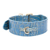 Luxury Pet Fashion Blue/Gold Stamped Leather Faux Croc Italian Leather  Collar