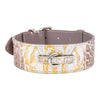 Luxury Pet Fashion Silver and Gold Embossed Croc Italian Leather Collar with Silver Buckle