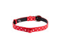 Red & Silver Polka Dot Italian Leather Collar With Oval Silver Hardware