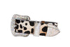 Snow Leopard Print Hair On Hide Italian Leather  Collar With Swarovski Crystal Hardware