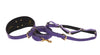 Purple Italian Leather 3” Wide Style Collar, With Custom Gold Starfish, Leash & Harness Set