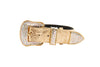 Gold Floral Print Italian Leather With Swarovski Crystal Hardware