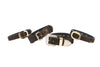 Dark Brown/Bronze Abstract Leopard Print Italian Leather Set Of 4 Collars With Italian Hardware