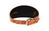Orange Floral Mosaic Italian Leather 3” Wide Style Collar
