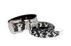 Black & White Snake/Swarovski Crystal Collar & Leash Set