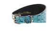 Turquoise Embossed Croc Italian Leather 3” Wide Style Collar