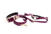 Purple Patent Italian Leather/Swarovski Crystal Hardware Collar, Leash & Harness Set