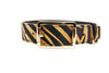 Gold & Black Zebra Print Italian Leather Collar, with Modern Gold Hardware