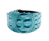 Turquoise Embossed Croc Italian Leather 3” Wide Style Collar