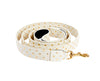 White & Gold Polka Dot Italian Leather Leash