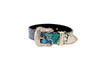 Green, Blue, Black, Red Embossed Snake Italian Leather Collar With Gold Swarovski Hardware