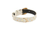 White & Gold Polka Dot Italian Leather With Gold Oval Hardware
