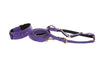 Purple Italian Leather Classic Collar, Leash, Harness Set
