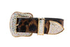 Abstract Leopard Italian Leather With Swarovski Crystal Hardware