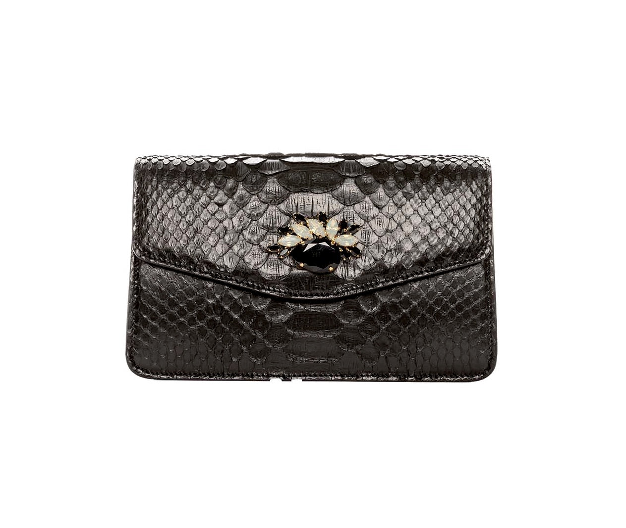 Classic Black Python Clutch