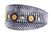 Nautical Collection. White & Navy Snake With Nautical Navy & Gold Rivets & Pearls