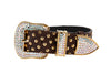 Brown and Gold Polka Dot Italian Leather Collar With Swarovski Crystal Hardware