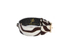 Distressed Brown & White Zebra Print Hair On Hide Classic Collar with Gold Classic Hardware