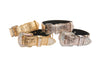 Stunning Set Of 4. Gold & Soft Pink/Silver Floral Italian Leather Collars