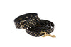 Black & Gold Polka Dot Italian Leather Classic Collar & Leash Set