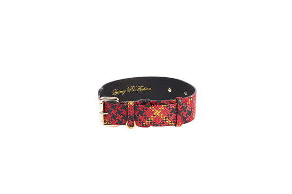 Luxury Pet Fashion Blue Floral Mosaic Italian Leather Collar - Allysa Payne  Beverly Hills