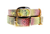 Yellow and Red Multi Color Embossed Snake Italian Leather Set Of 2 Collars