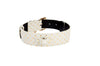 White & Gold Polka Dot Italian Leather Classic Collar