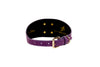 Purple & Pink Embossed Stingray Print Italian Leather 3” Wide Style Collar With Large Custom Gold Rivet