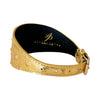 Glam Gold Embossed Studded Italian Leather 3” Wide Style Collar