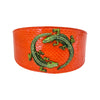 Orange Snake Collar With Green Rhinestone Alligators