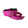 Classic Fuchsia Pink Italian Leather Collar & Leash Set