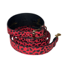 Glam Red & Black Leopard Print Italian Leather Collar & Leash Set