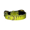 XS/S 7”-14” Light Neon Green Custom Snake Collar/Custom Gold Oval Italian Hardware & Swarovski Crystal Charm