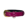 XS 7”-14” Purple Patent Italian Leather Collar/Custom Gold Oval Italian Hardware
