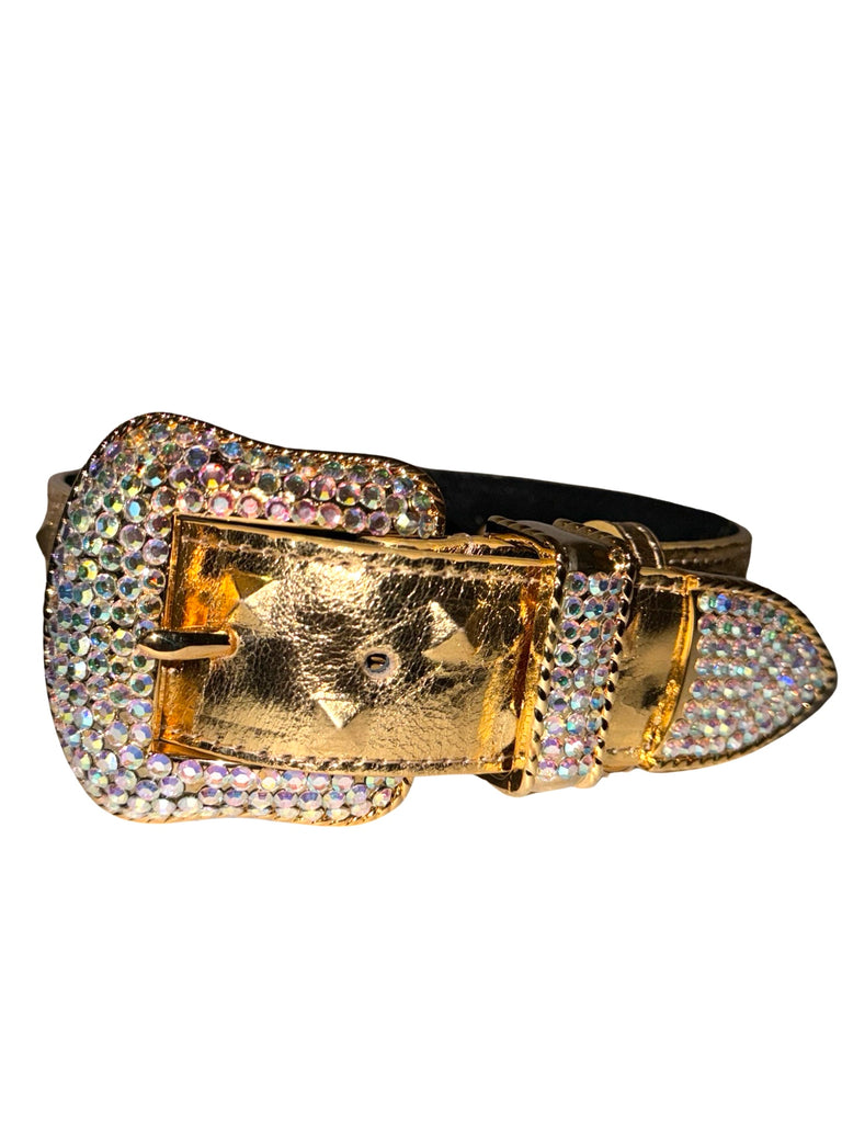 Embossed Leather / Swarovski Crystal Buckle Embossed Snake Italian Leather Collar/Swarovski Crystal  main image 2