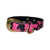 XS/S 7”-14” Fuchsia/Light Pink/Red & Black Snake Collar/Custom Gold Italian Hardware