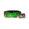 XS/S 7”-14” Neon Green Custom Snake Collar/Custom Gold Oval Italian Hardware & Swarovski Crystal Charm