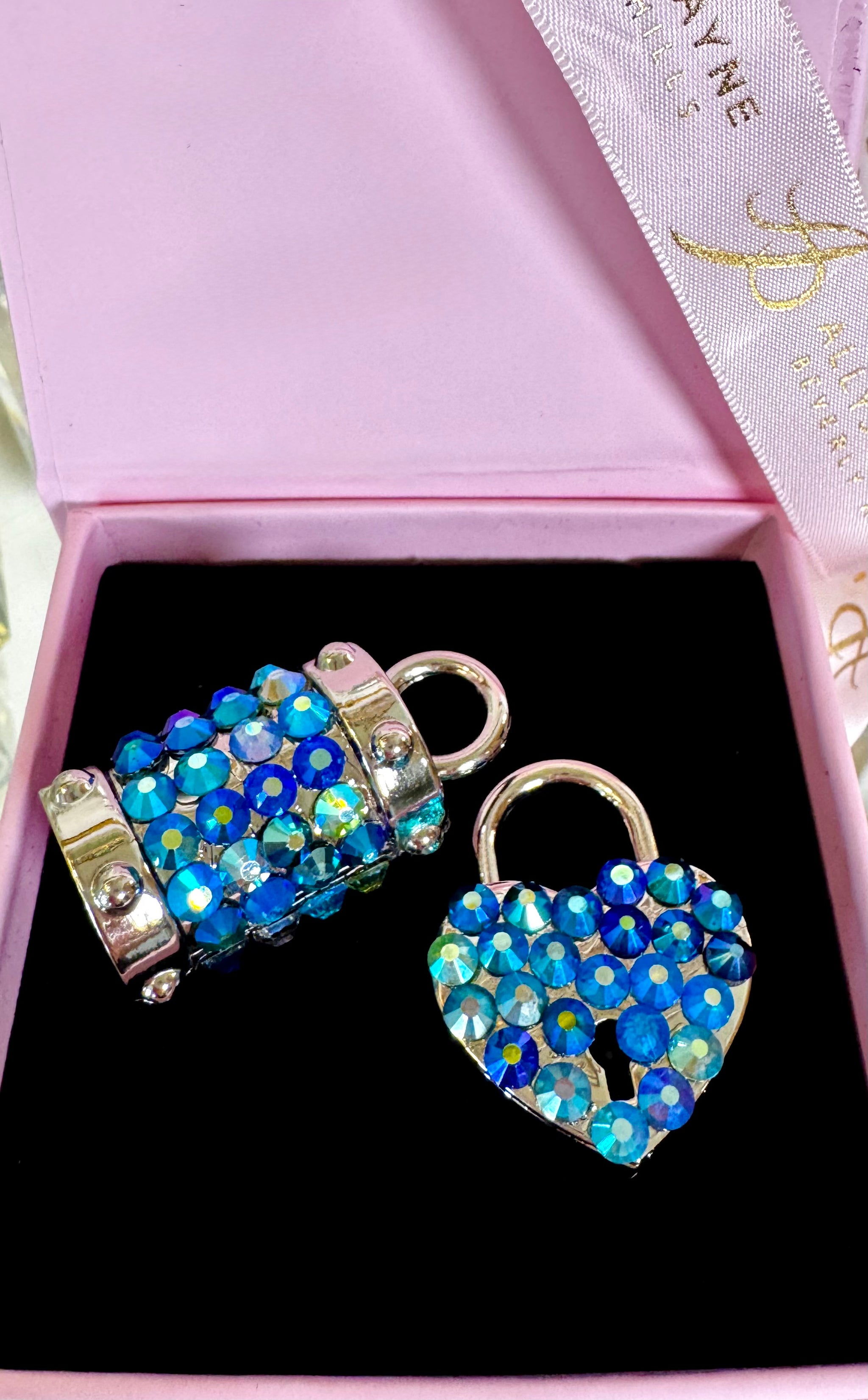 Blue Swarovski Crystal Love Charm Set by Allysa Payne Beverly Hills