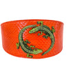 Orange Snake Collar With Green Rhinestone Alligators