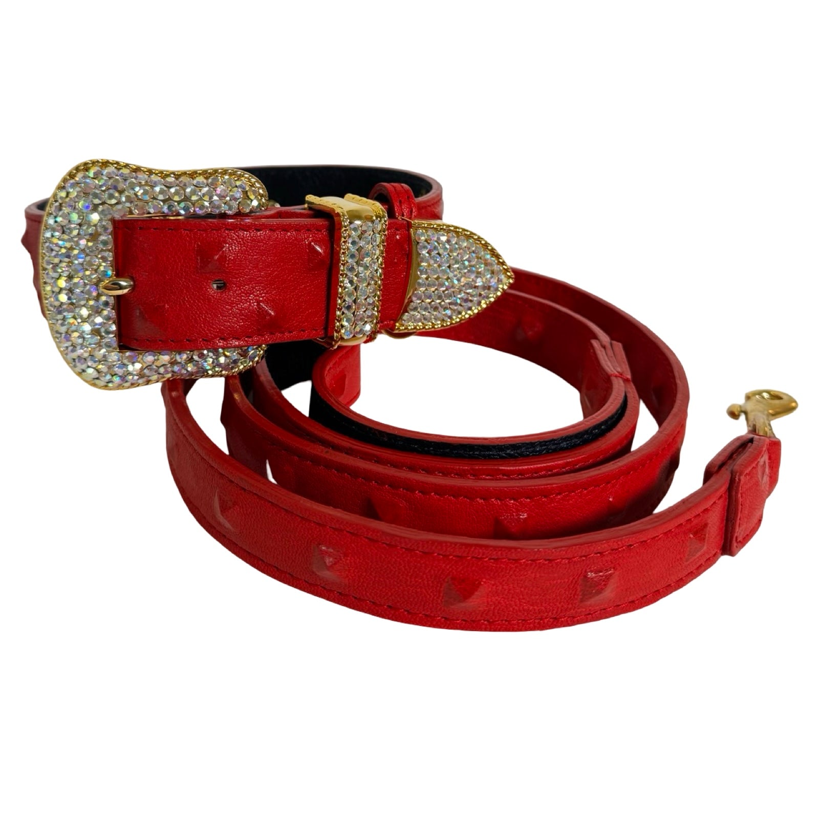 Bella Rosso Swarovski Crystal Collar & Leash Set