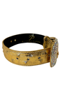 Glam Gold Embossed Studded Italian Leather With Our Custom Swarovski Crystal Buckle