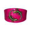 Fuchsia Pink Snake Collar With Green Rhinestone Alligators