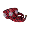 Glam Red & Black Leopard Print Italian Leather Collar & Leash Set