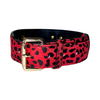 Red & Black Leopard Print Italian Leather Classic Collar